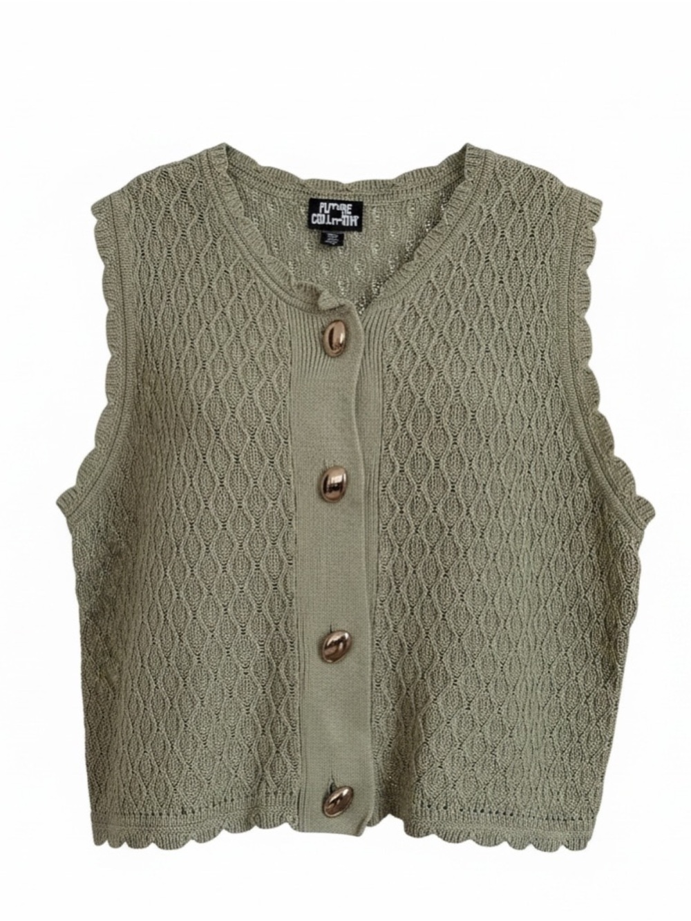 Olive Knit Button Tank